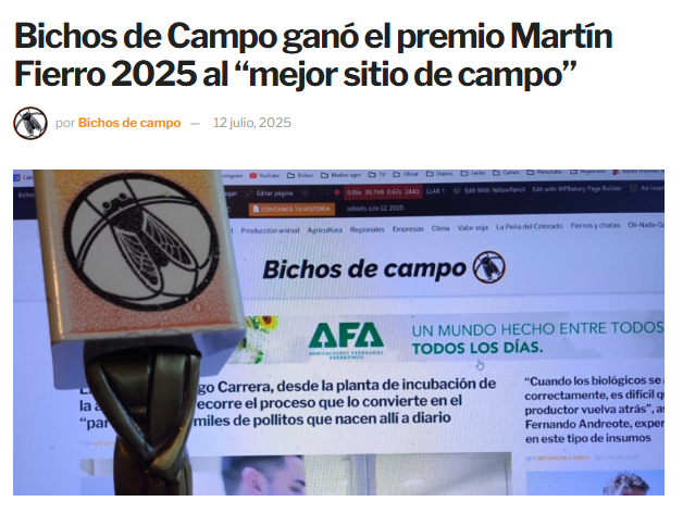 Bichos de Campo ganó el premio Martín Fierro 2025 al “mejor sitio de campo”