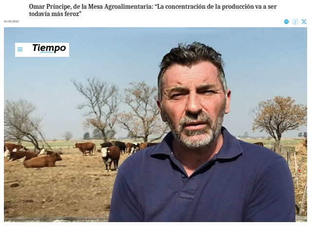 Omar Príncipe, de la Mesa Agroalimentaria: “La concentración de la producción va a ser todavía más feroz”