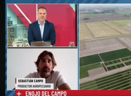 Entrevista Sebastian Campo Secretario de Bases Federadas en LN+ “Retenciones 0% al campo”